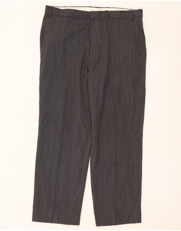 MARKS & SPENCER Mens Straight Chino Trousers W36 L29 Grey Polyester