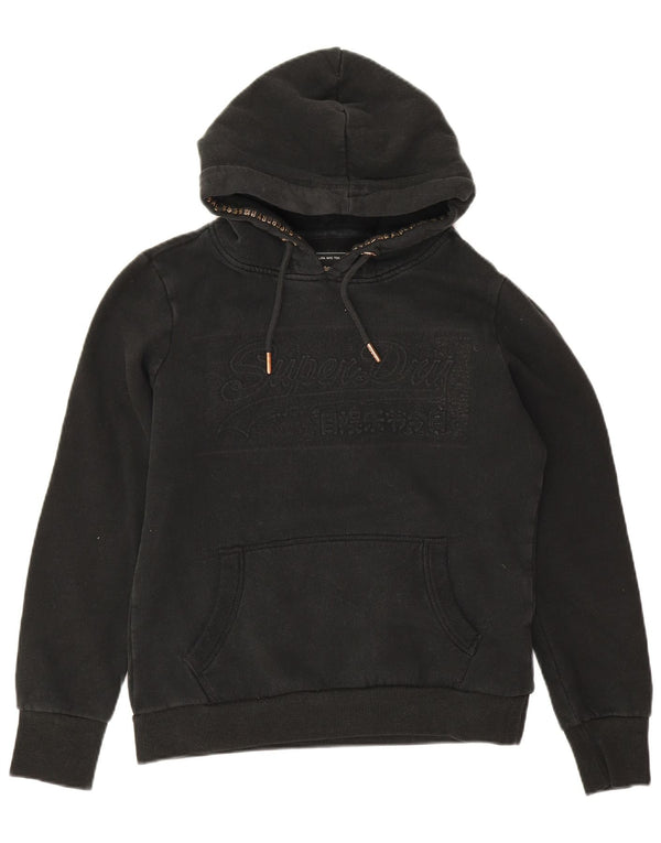 Superdry Damen-Kapuzenpullover mit Grafik, UK 12, mittelschwarz, Baumwolle