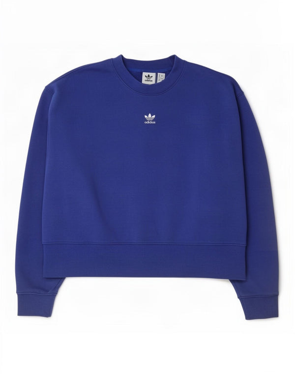 Adidas Damen Relaxed Fit Sweatshirt Pullover UK 12/14 Mittelblaue Baumwolle