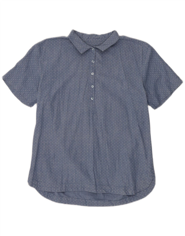 Dack's Kurzarm-Pulloverhemd für Damen, UK 18, XL, blau gepunktete Baumwolle