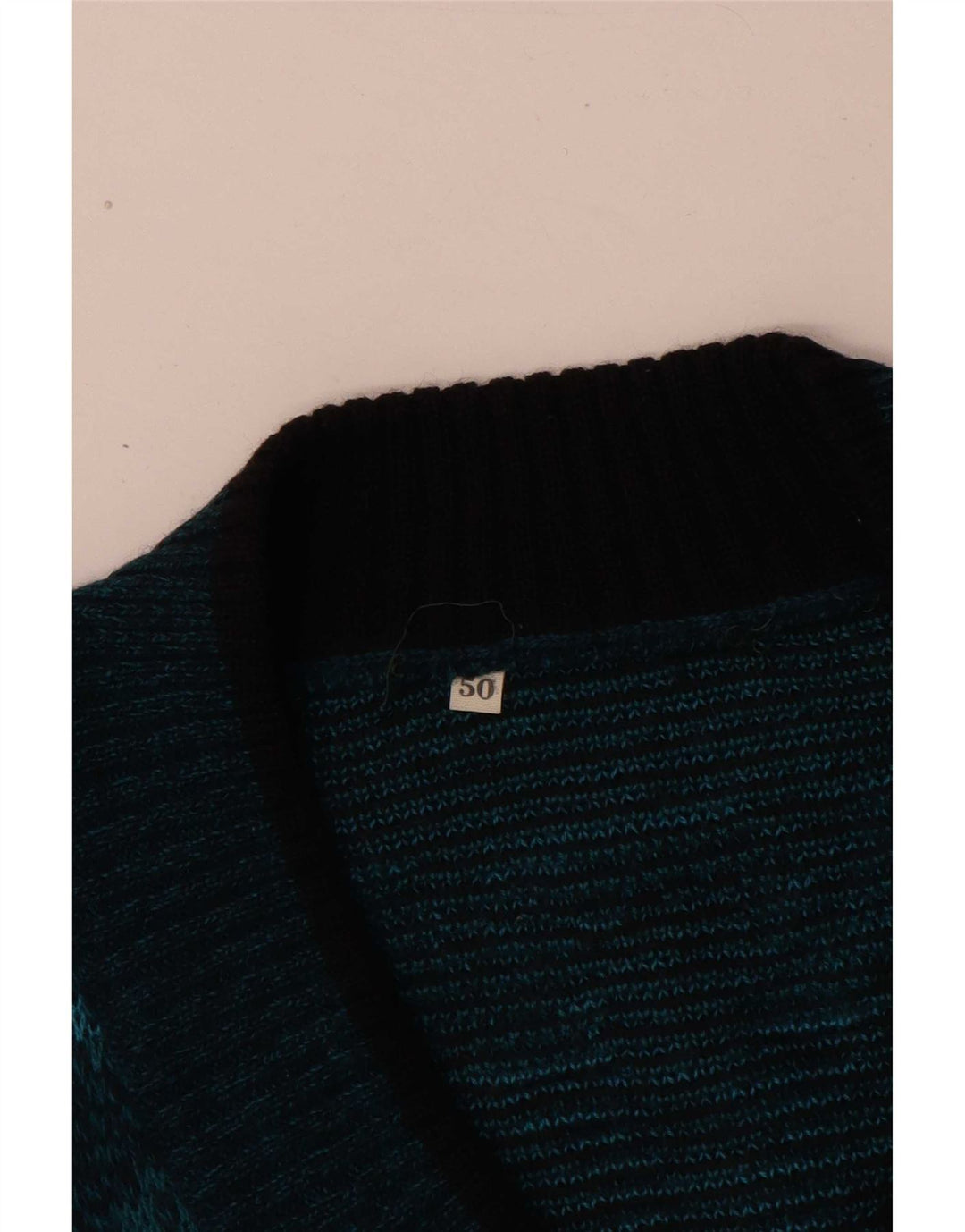 Vintage Herren Pullover mit V-Ausschnitt IT 50 Mittelblau Fair Isle