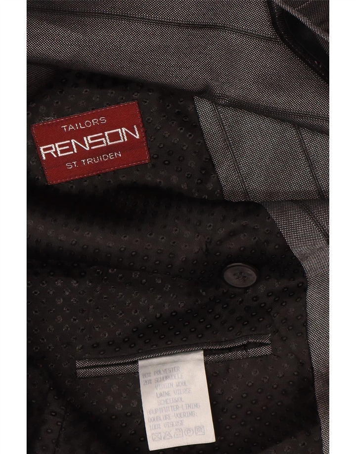 Vintage Herren Blazer Jacke UK 38 Mittelgrau gestreift Polyester