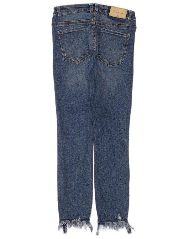 Zara Damen Trafaluc Crop Skinny Jeans EU 36 XS W26 L24 Blaue Baumwolle