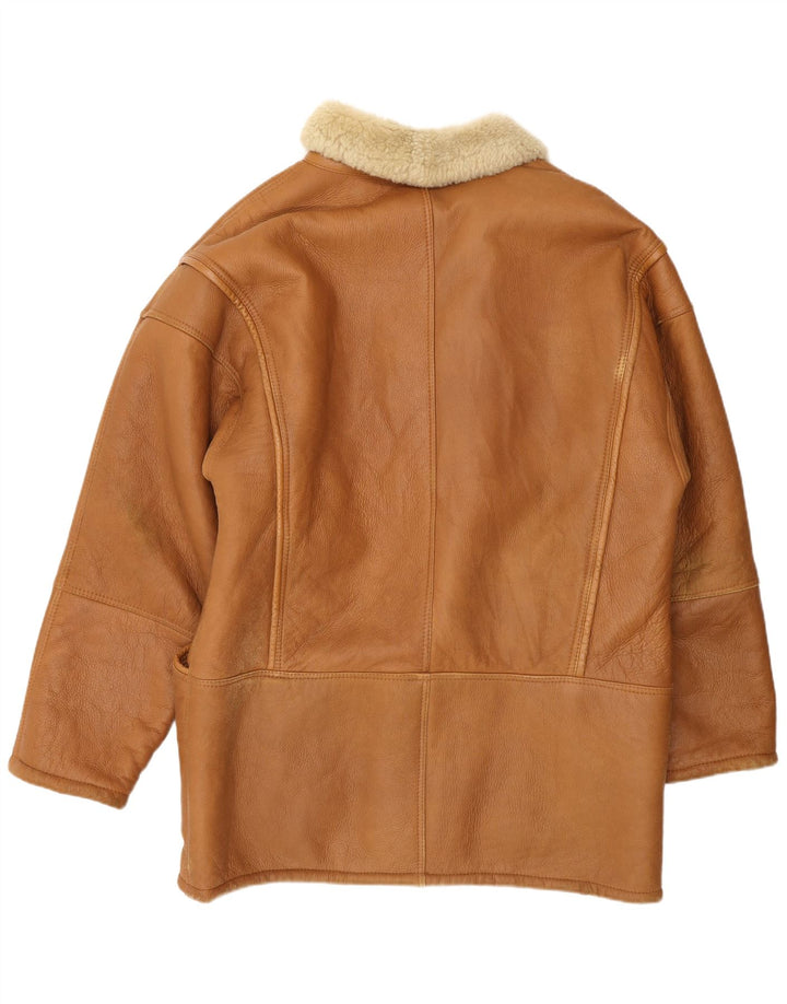 Vinci Herren Shearling Jacke UK 40 Großes braunes Leder
