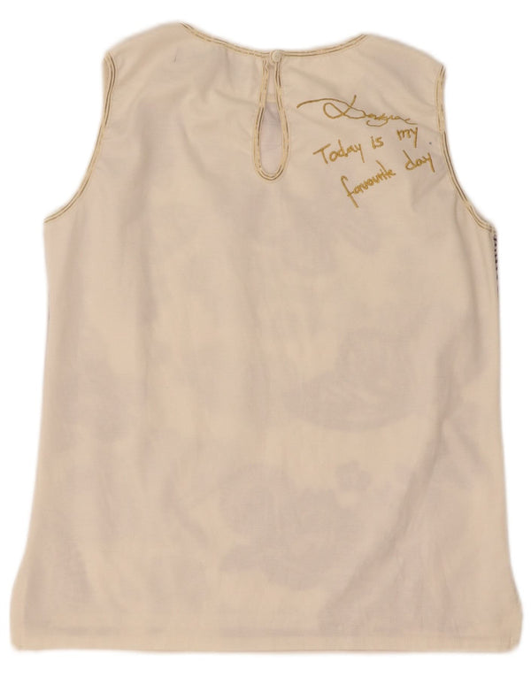 Desigual Grafisches ärmelloses Blusenoberteil für Damen, UK 12, mittelweiß, geblümt