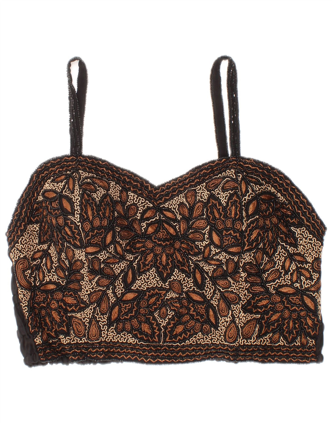MOTIVI Damen Crop Top Small Braun Floral Bohemian
