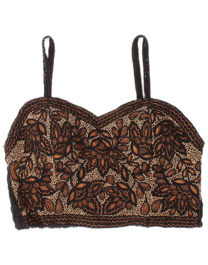 MOTIVI Damen Crop Top Small Braun Floral Bohemian