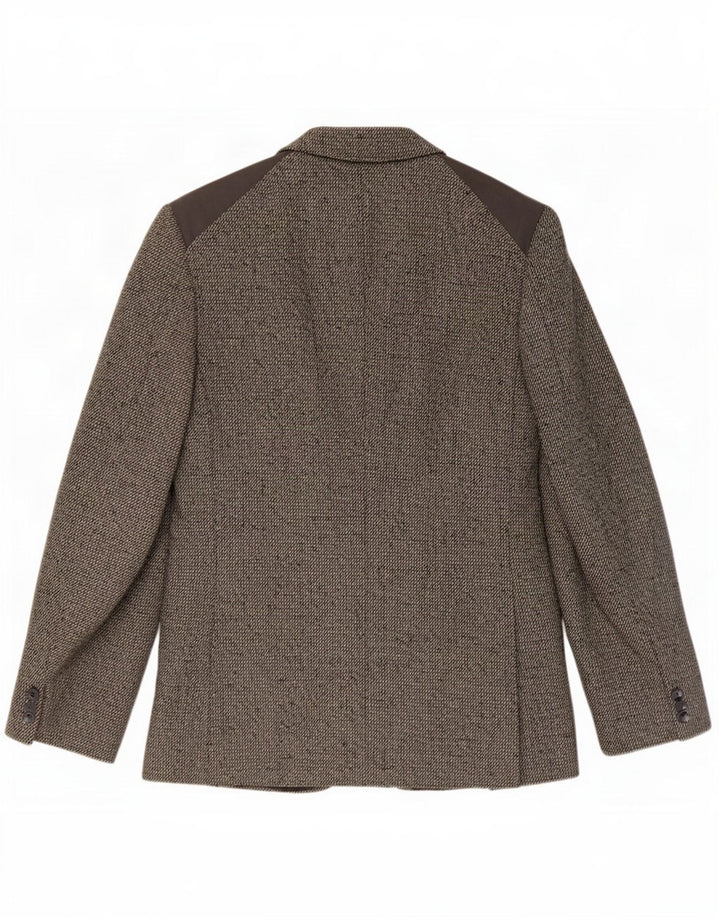 Vintage Herren 1-Knopf-Blazerjacke UK 38 Mittelgrau gefleckte Wolle