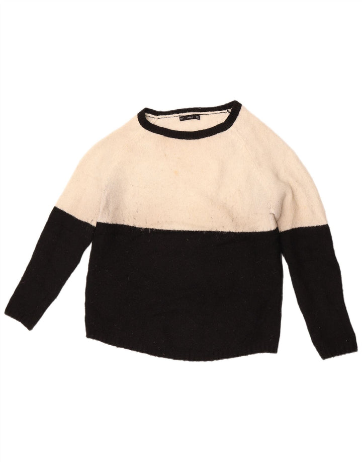 Zara Damen-Pullover mit Rundhalsausschnitt, Gr. 10, Größe S, Weiß, Farbblock