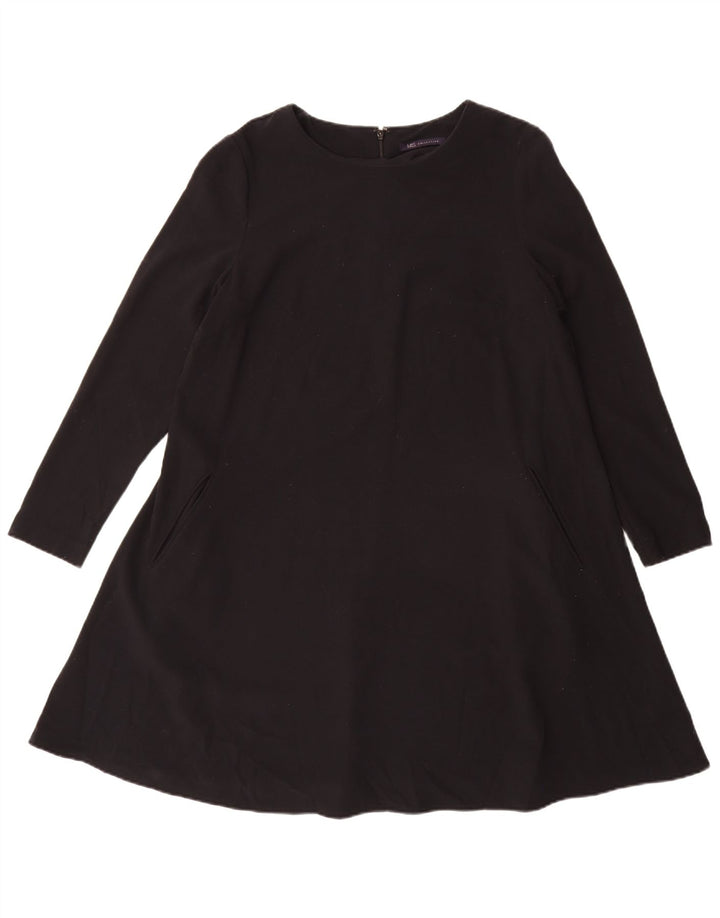 Marks & Spencer Damen-Langarmkleid in A-Linie, Gr. 44, Schwarz, Polyester
