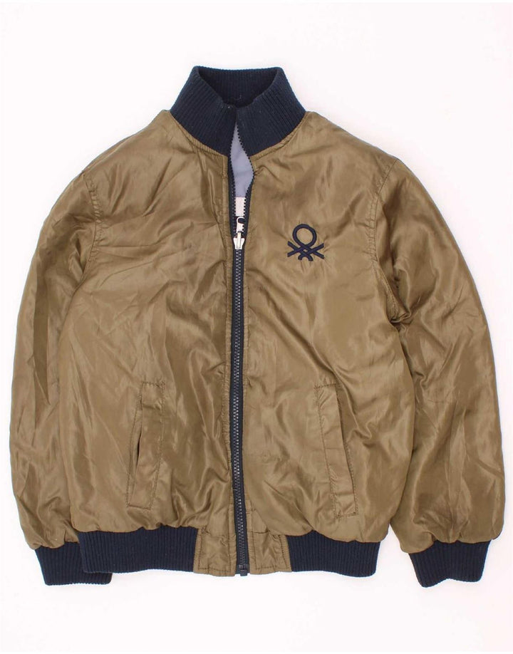 Benetton Wattierte Jacke mit Grafik für Jungen, 7–8 Jahre, Mittelblau, Farbblock