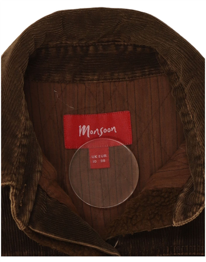 MONSOON Damen Cordjacke UK 10 Small Braune Baumwolle