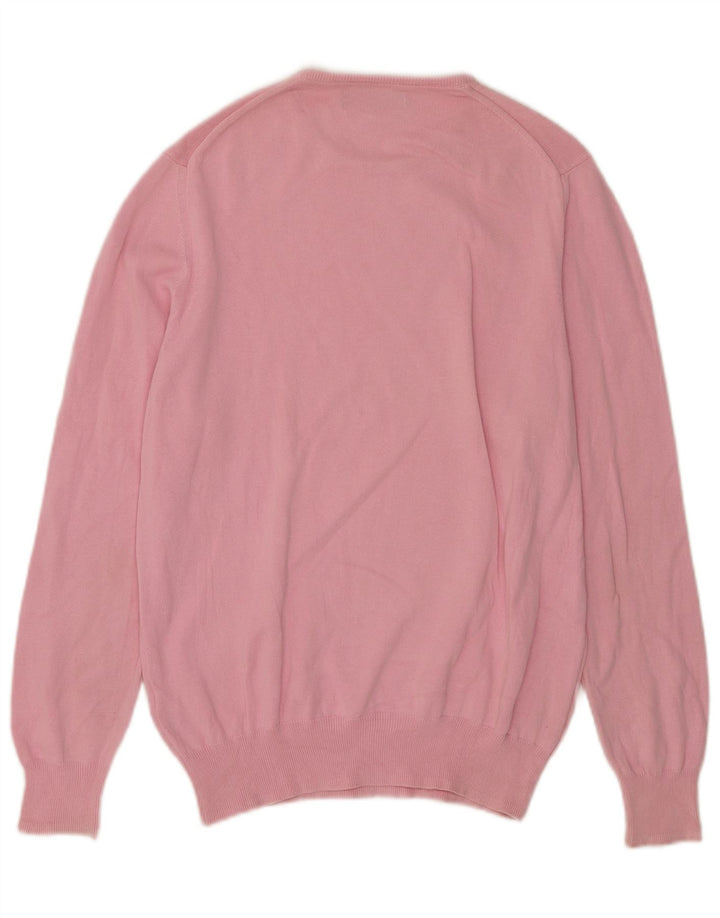 Zara Herren-Pullover mit Rundhalsausschnitt, Mittelrosa, Baumwolle