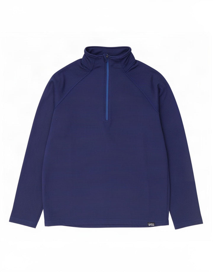 North Ridge Herren-Pullover-Trainingsanzugoberteil mit Reißverschluss und Halsausschnitt, groß, blau gestreift