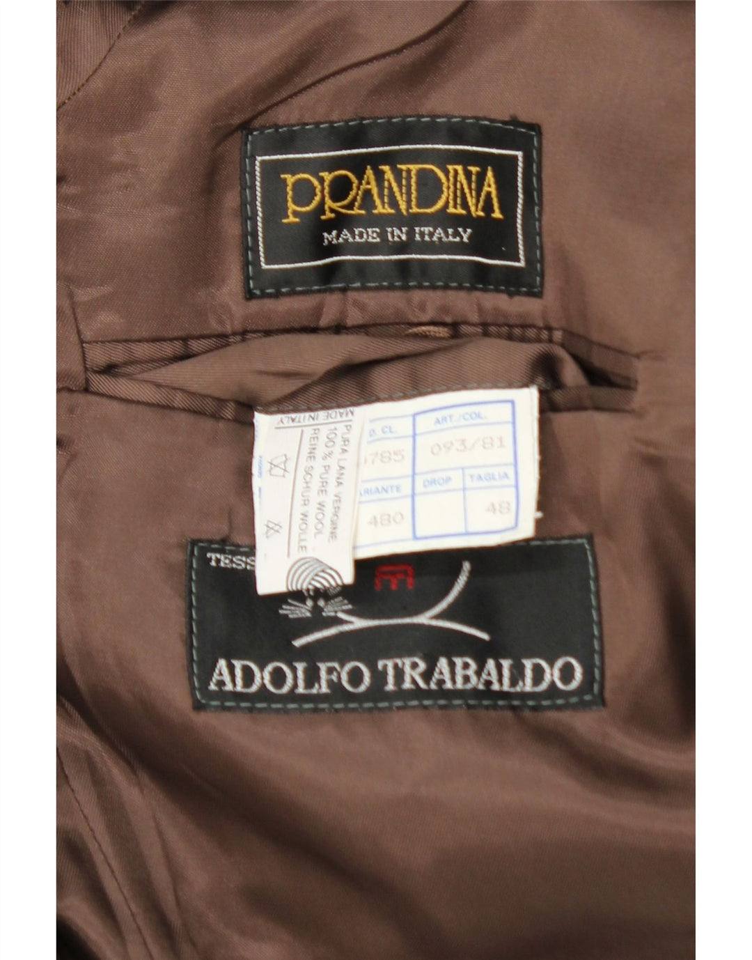 Prandina Herren Trenchcoat IT 48 Mittelbraun karierte Schurwolle
