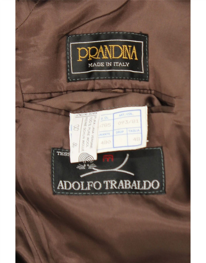 Prandina Herren Trenchcoat IT 48 Mittelbraun karierte Schurwolle