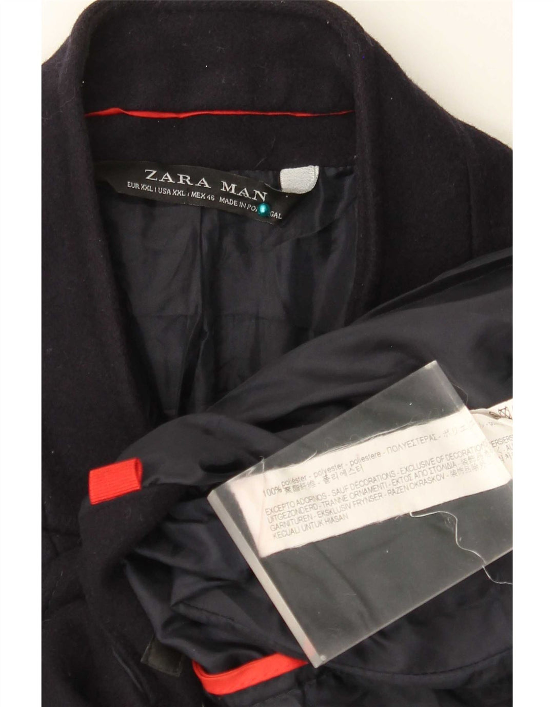 Zara Herrenmantel UK 44 2XL Marineblau Polyester