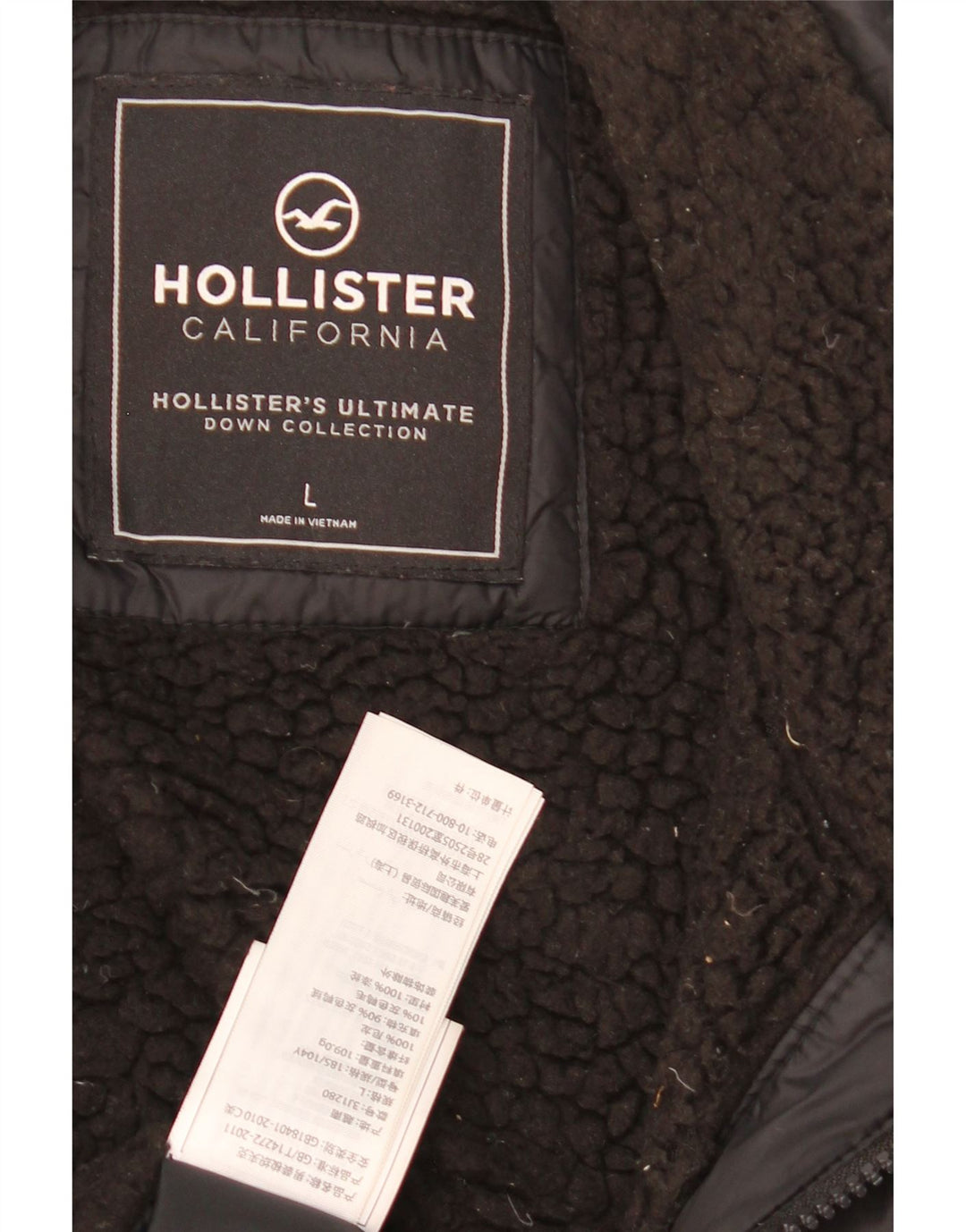 Hollister Herren Graphic Wattierte Jacke UK 40 Large Schwarz