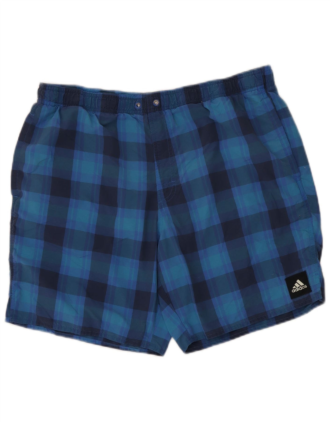 ADIDAS Herren-Badeshorts, groß, blau kariertes Nylon