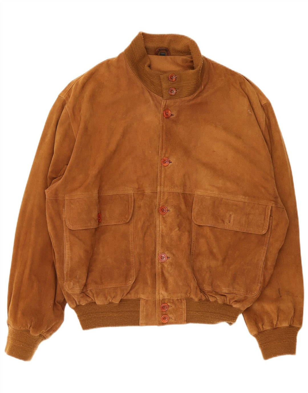 Vintage Herren Wildleder Bomberjacke IT 48 Mittelbraun