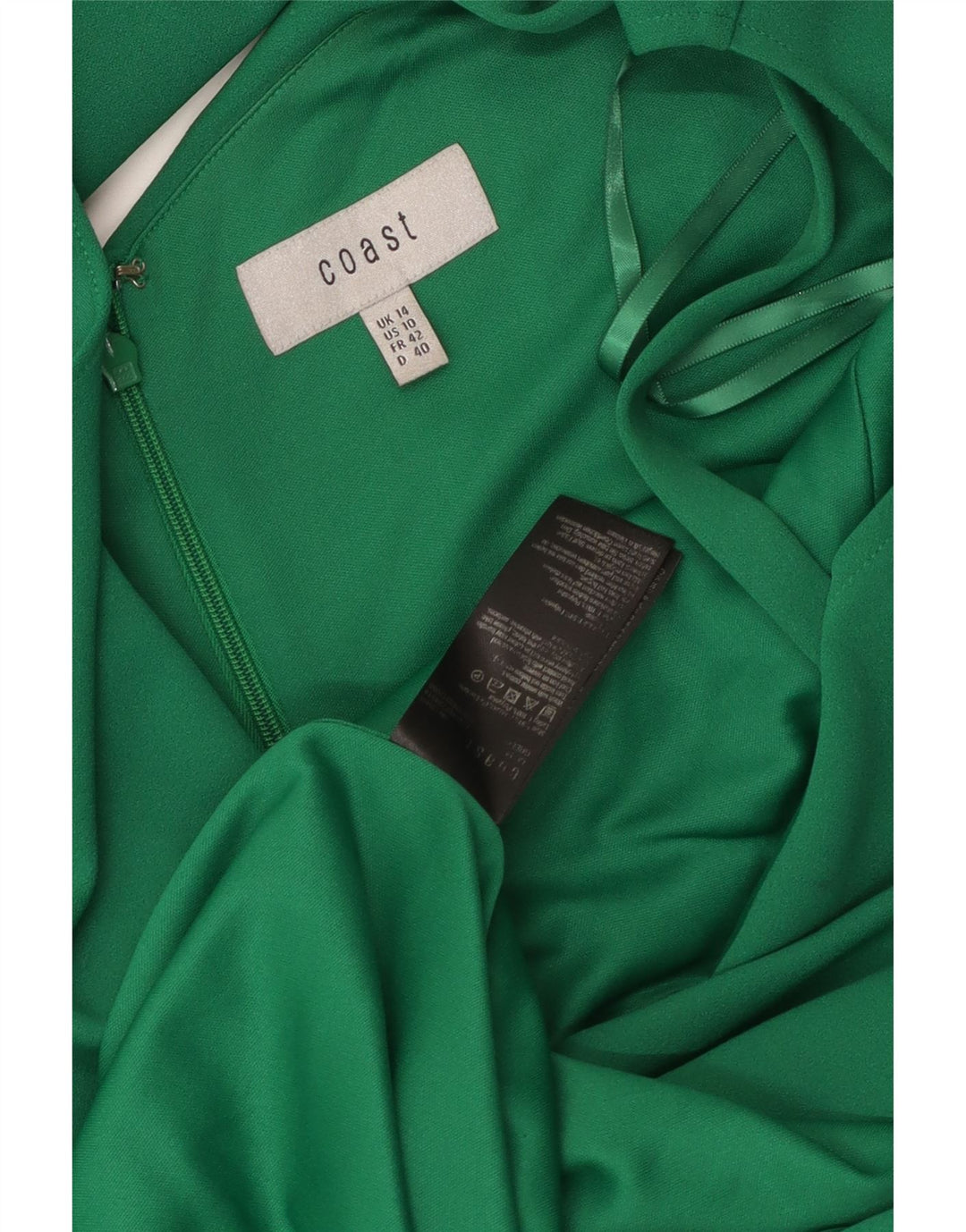 Coast Damen figurbetontes Kleid mit Rüschen vorne, UK 14, Mittelgrün, Polyester