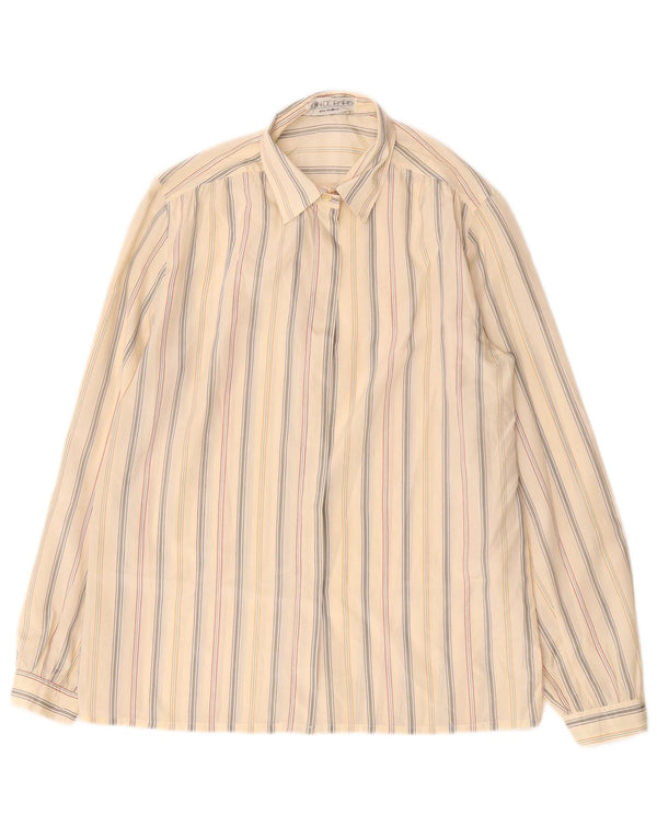 Vintage Damen übergroße Hemdbluse EU 40 Mittelbeige gestreift Polyester