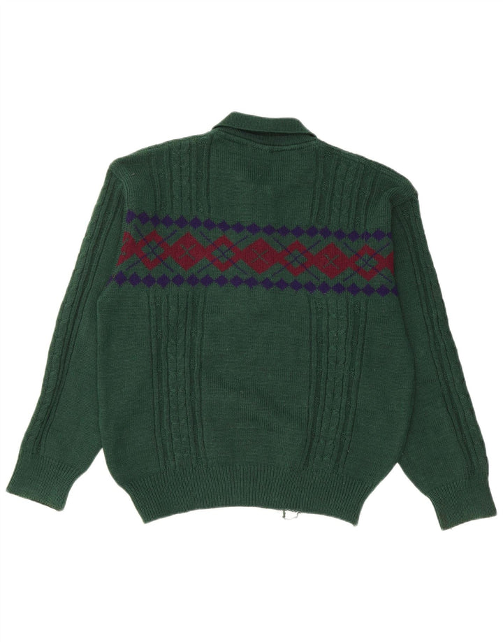 KAPPA Herren Rollkragenpullover aus mittelgrüner, geometrischer Wolle