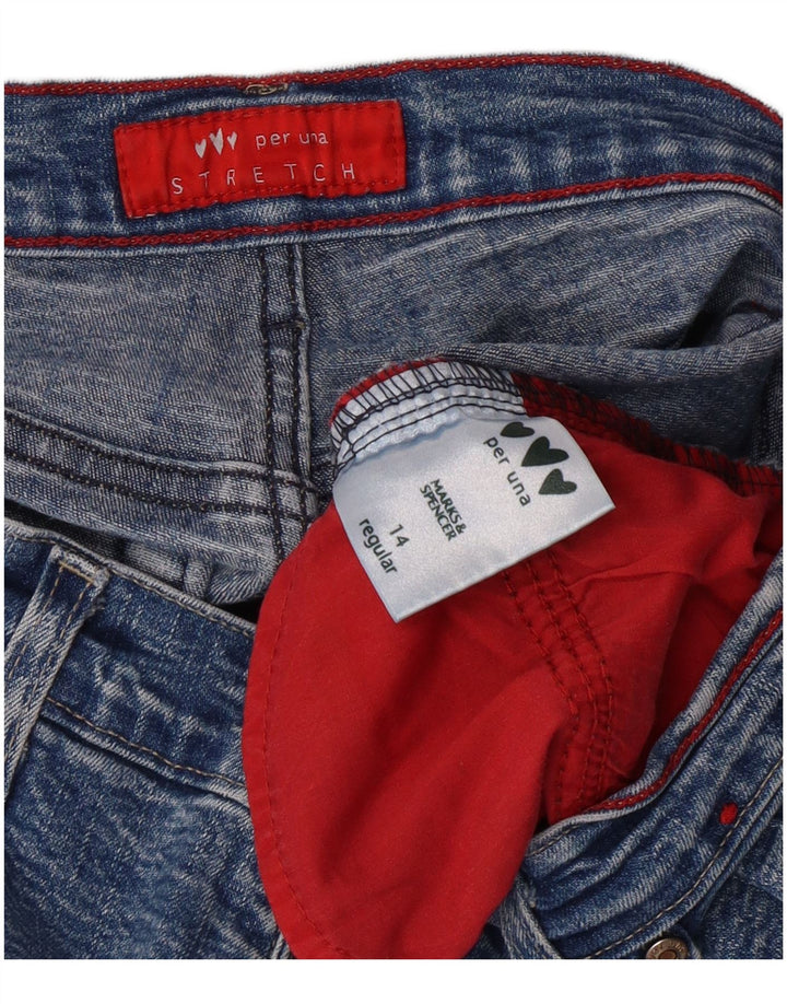 PER UNA Damen Bootcut Jeans UK 14 Medium W30 L30 Blaue Baumwolle