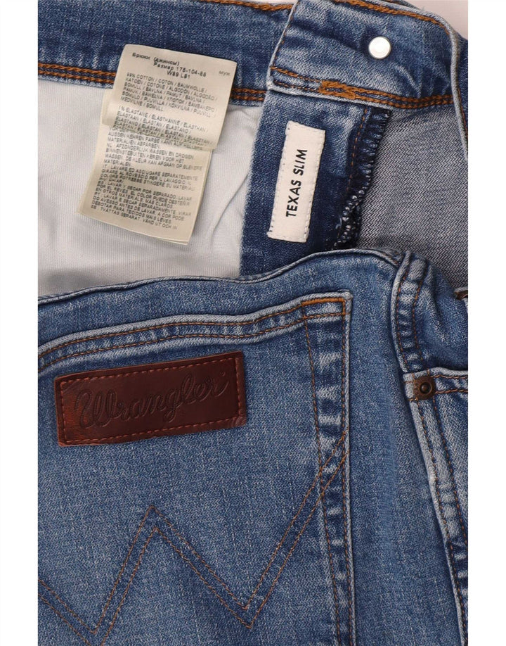 Wrangler Herren Texas Slim Jeans W35 L29 Blaue Baumwolle