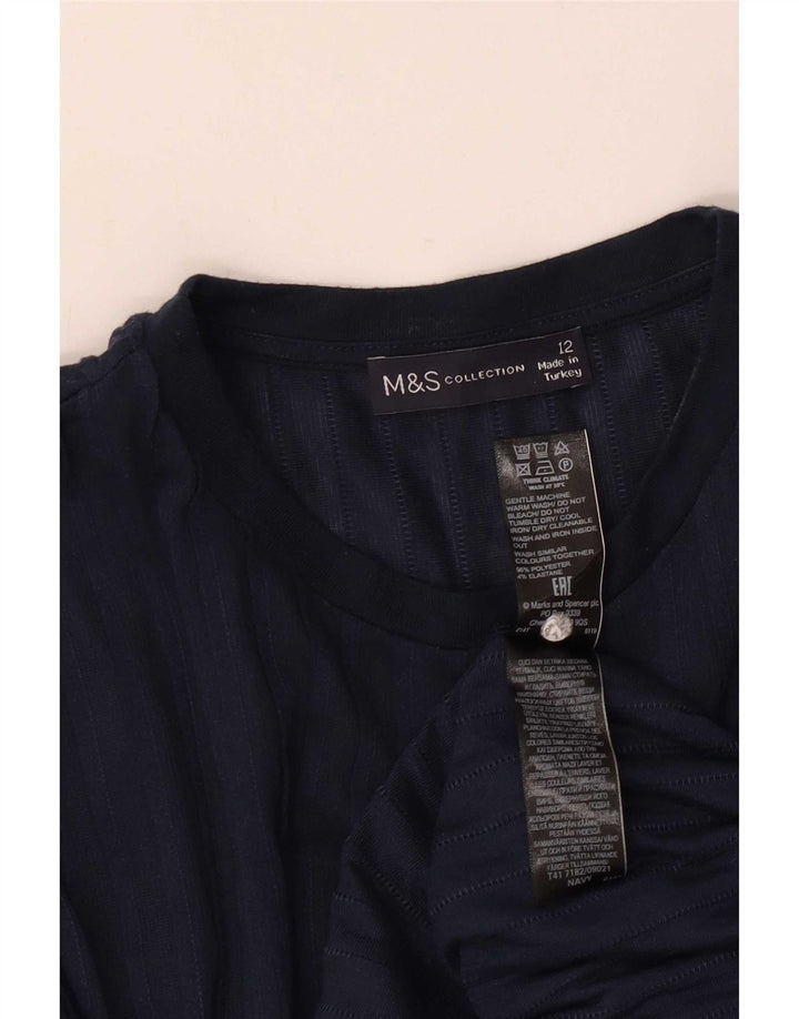 Marks & Spencer Damen Top Langarm UK 12 Medium Marineblau Polyester