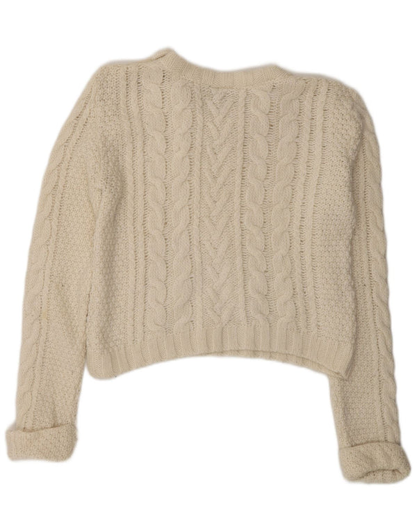 Topshop Damen Crop Crew Neck Pullover Pullover UK 10 Small Off White