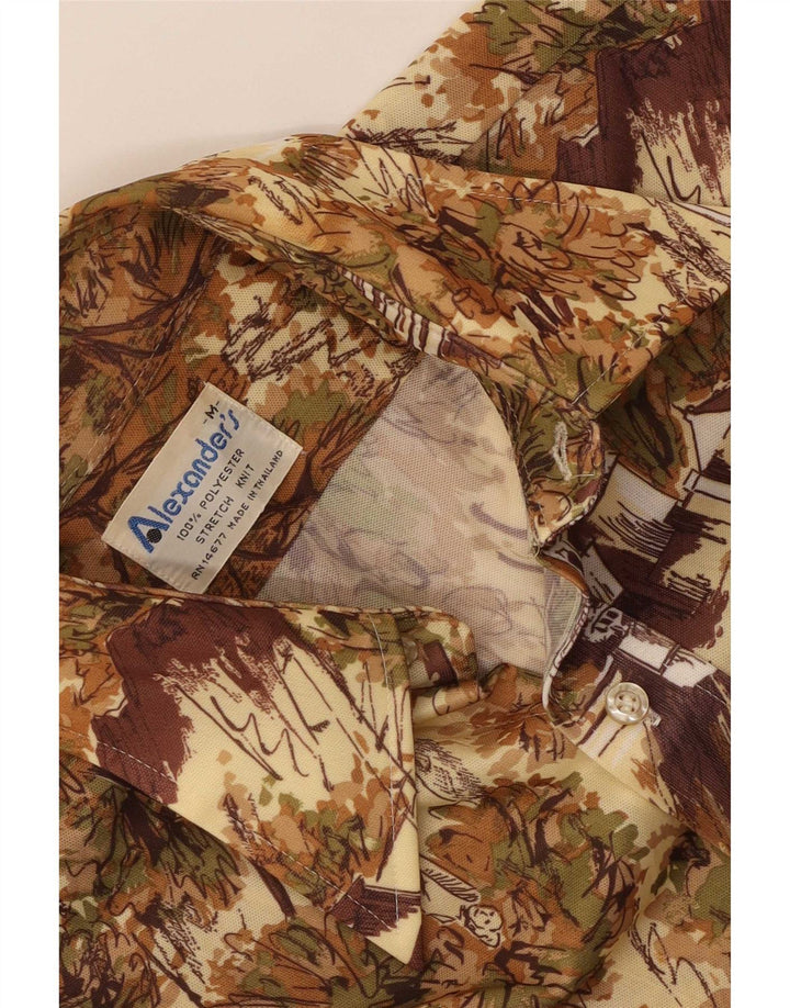 Alexander's Herren-Grafikhemd Mittelbeige mit Blumenmuster, Polyester