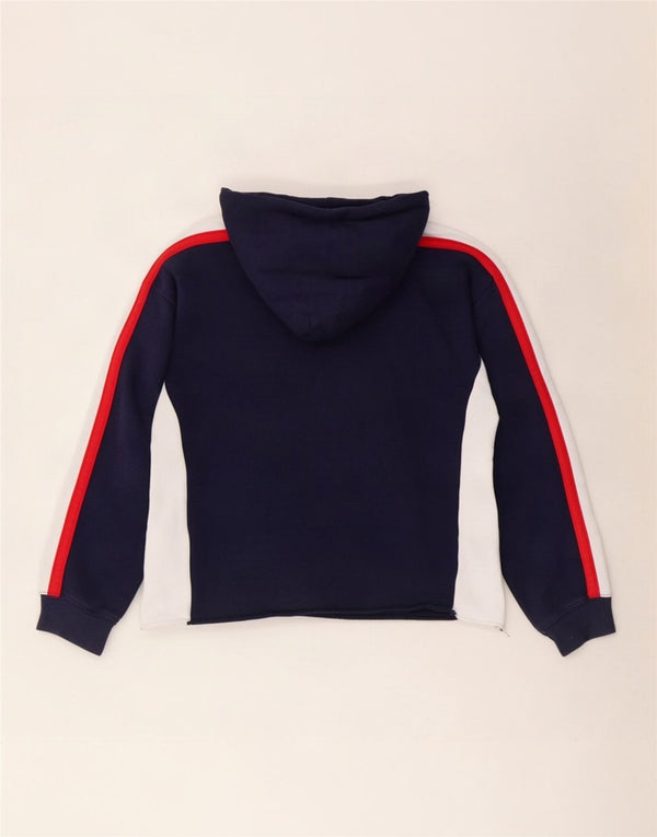 Levi's Damen Crop Hoodie Pullover UK 14 Medium Marineblau Colourblock Baumwolle