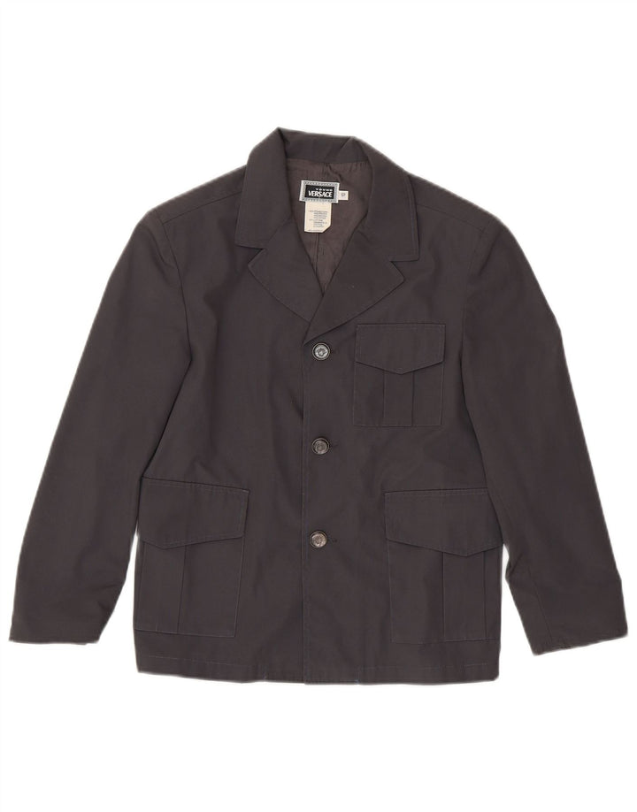 Versace Jungen-Blazer mit 3 Knöpfen, 9–10 Jahre, graues Polyester
