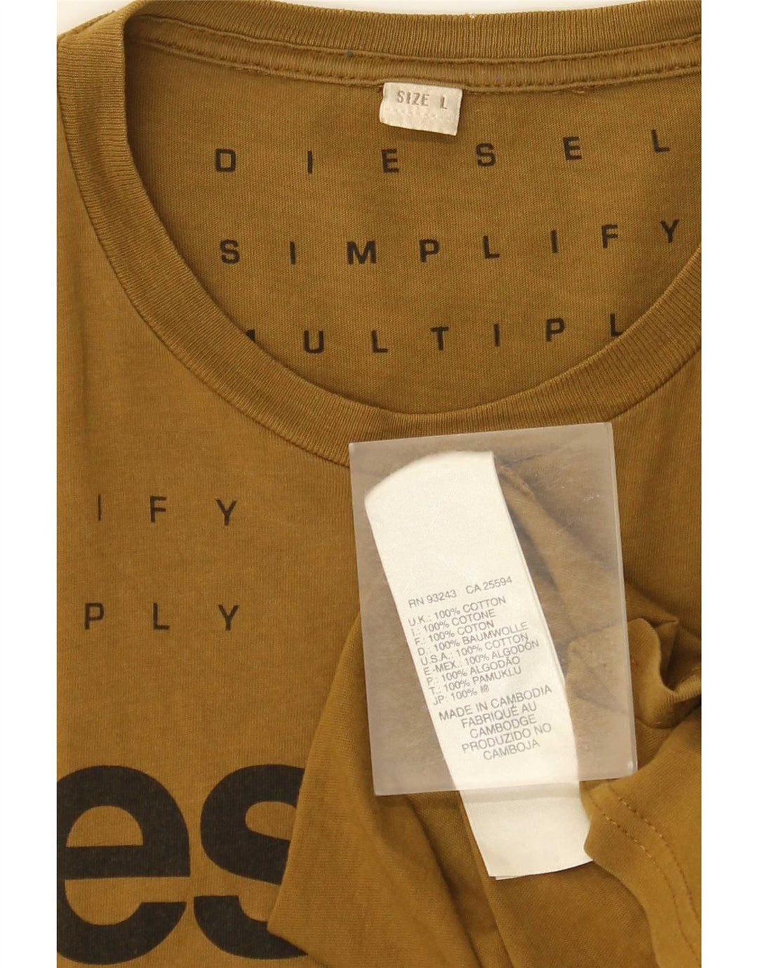 Diesel Herren-T-Shirt mit Grafik, groß, braune Baumwolle