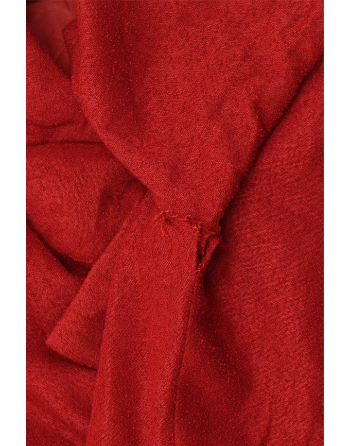 Vintage Damen Langarm-A-Linien-Kleid UK 12 Mittelrot