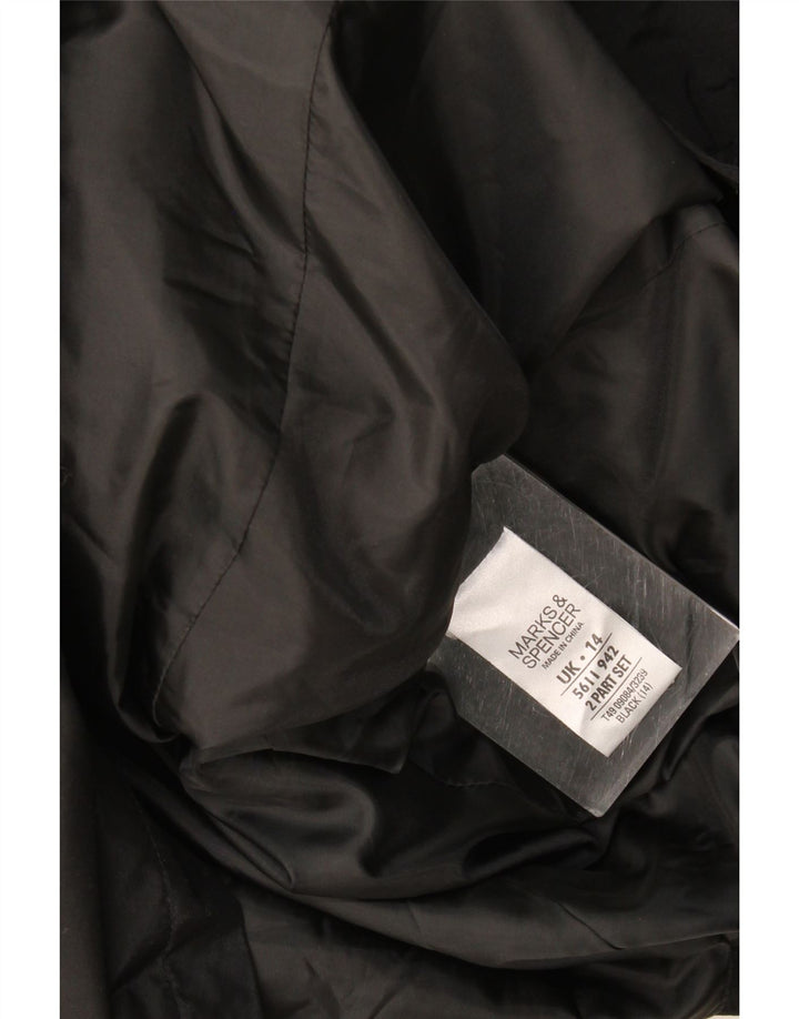Marks & Spencer Damen Trenchcoat UK 14 Large Schwarz Polyester