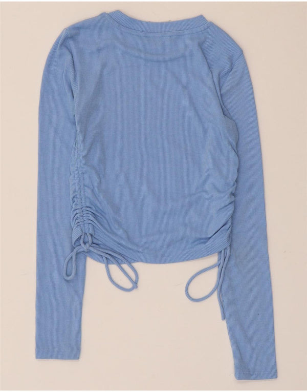 Zara Womens Crop Top Long Sleeve UK 8 Small Blue