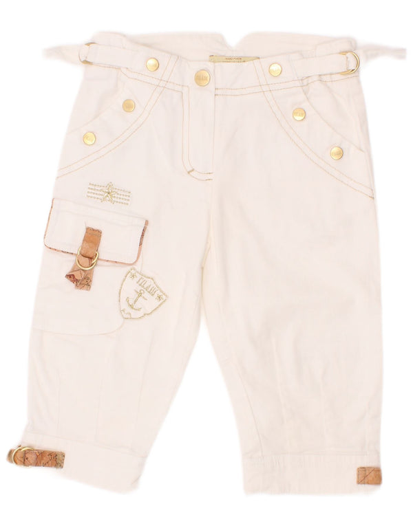 ALVIERO MARTINI Cargo-Caprihose für Mädchen, 3–4 Jahre, W20, L10, weiße Baumwolle