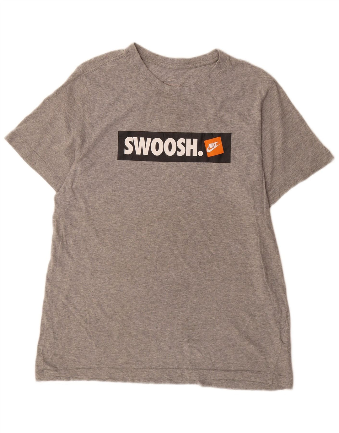 Nike Herren-T-Shirt mit Swoosh-Grafik, Größe L, aus grauer Baumwolle