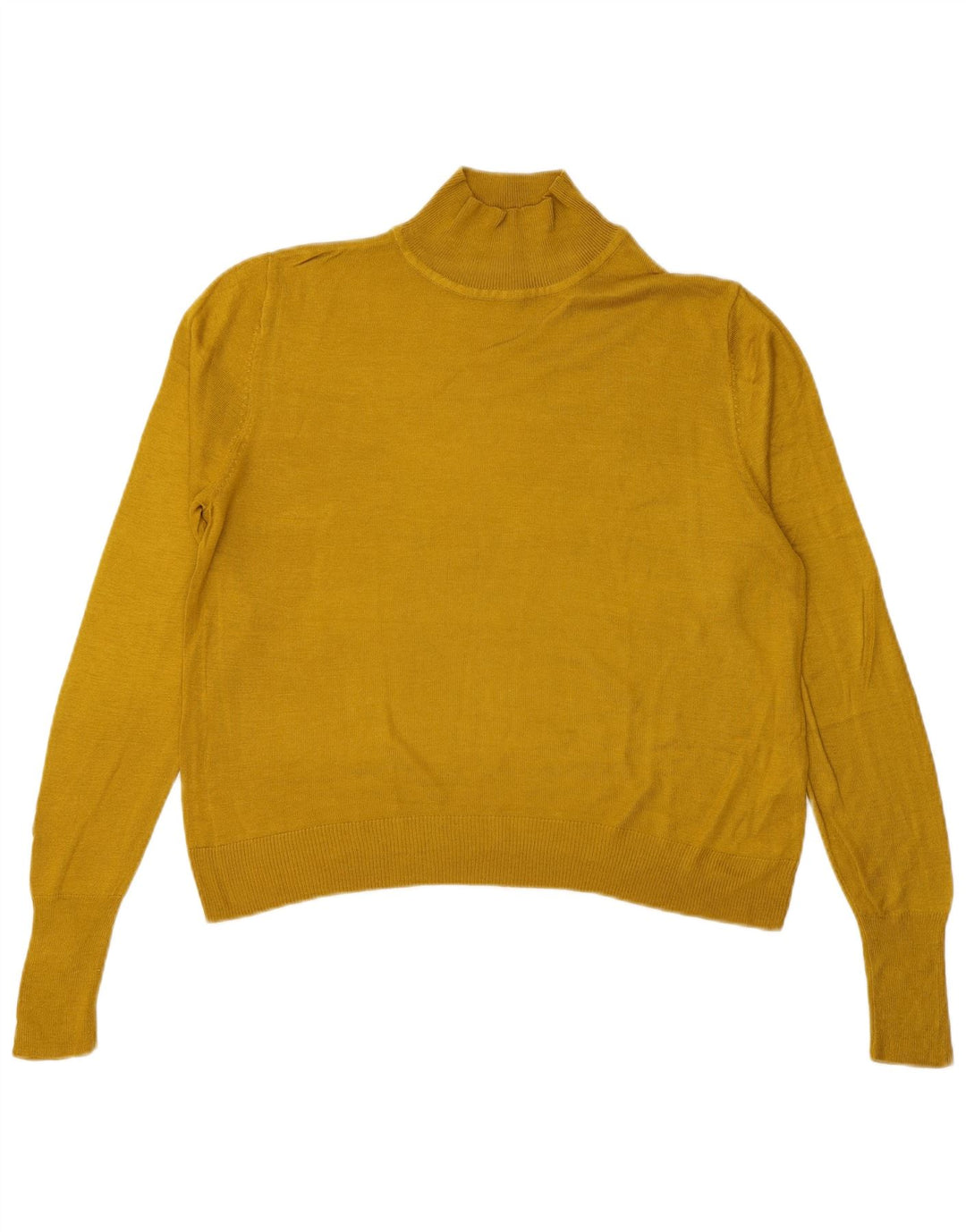 Zara Damen-Pullover mit Rollkragen, übergroß, Gr. 10, klein, gelbe Viskose