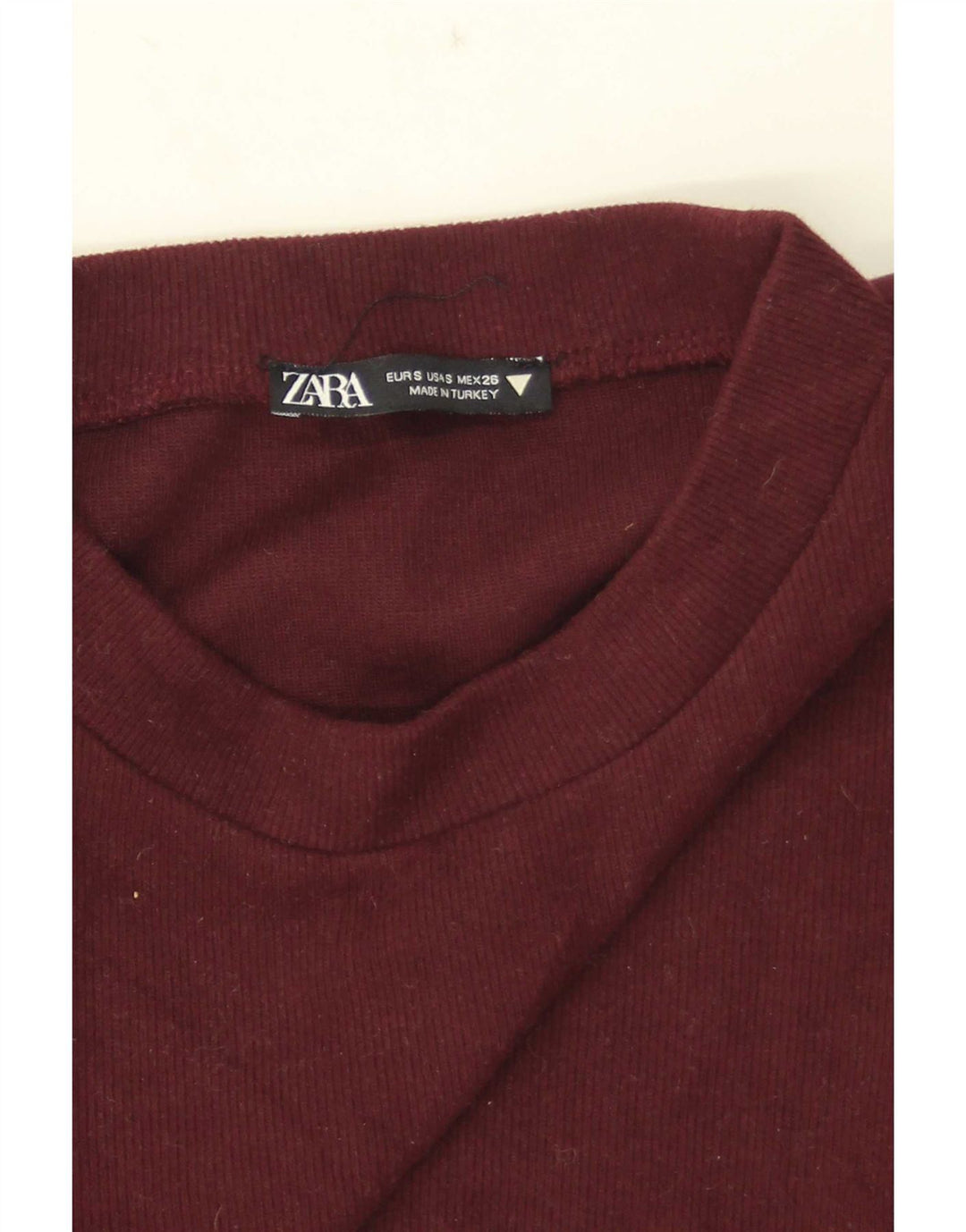 Zara Damen Crop Bluse Top UK 8 Small Burgund