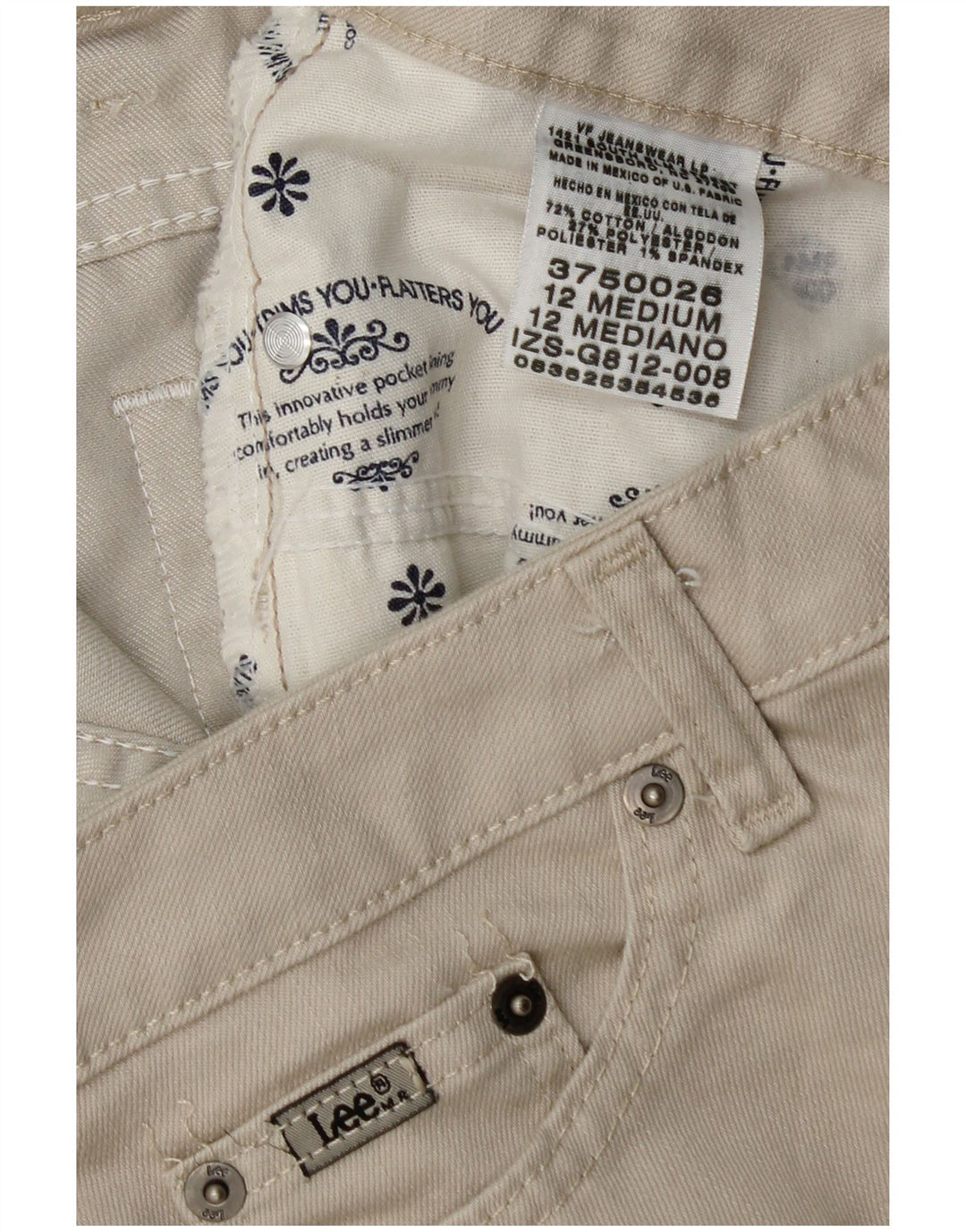 LEE Damen Freizeitshorts US 12 Large W32 Beige Baumwolle