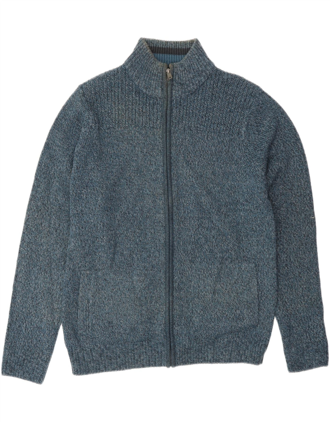 Marks & Spencer Herren-Strickjacke mit normaler Passform, mittelblaues Acryl