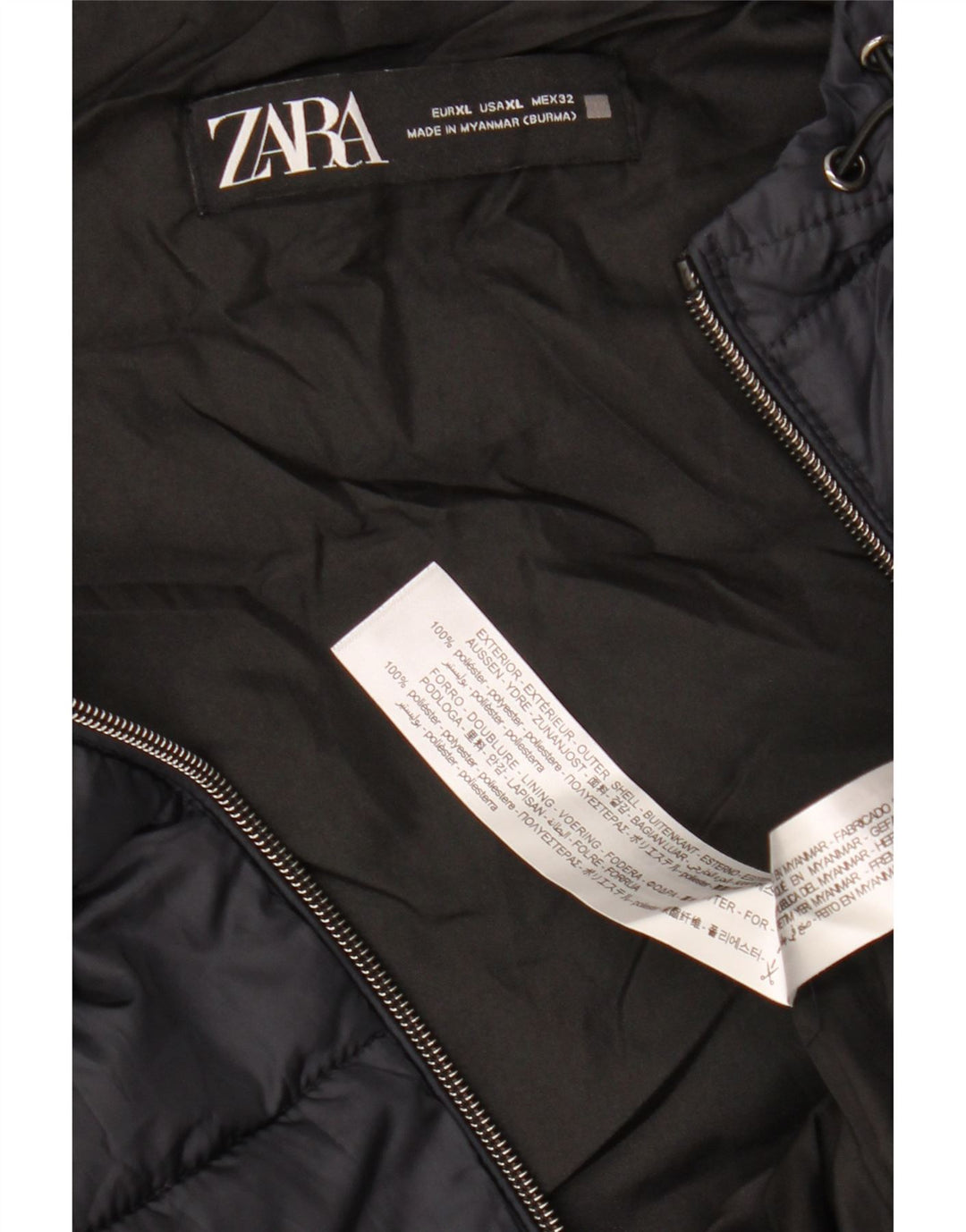 ZARA Damen-Weste mit Kapuze, gepolstert, UK 18, XL, Marineblau, Polyester