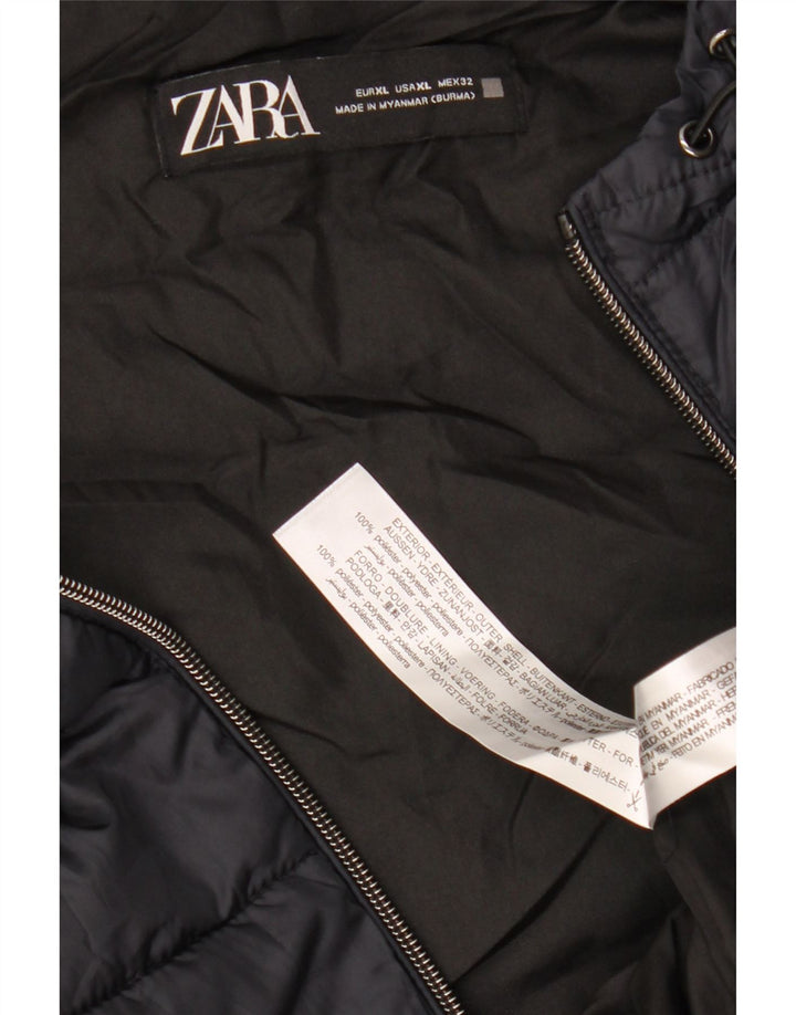 ZARA Damen-Weste mit Kapuze, gepolstert, UK 18, XL, Marineblau, Polyester