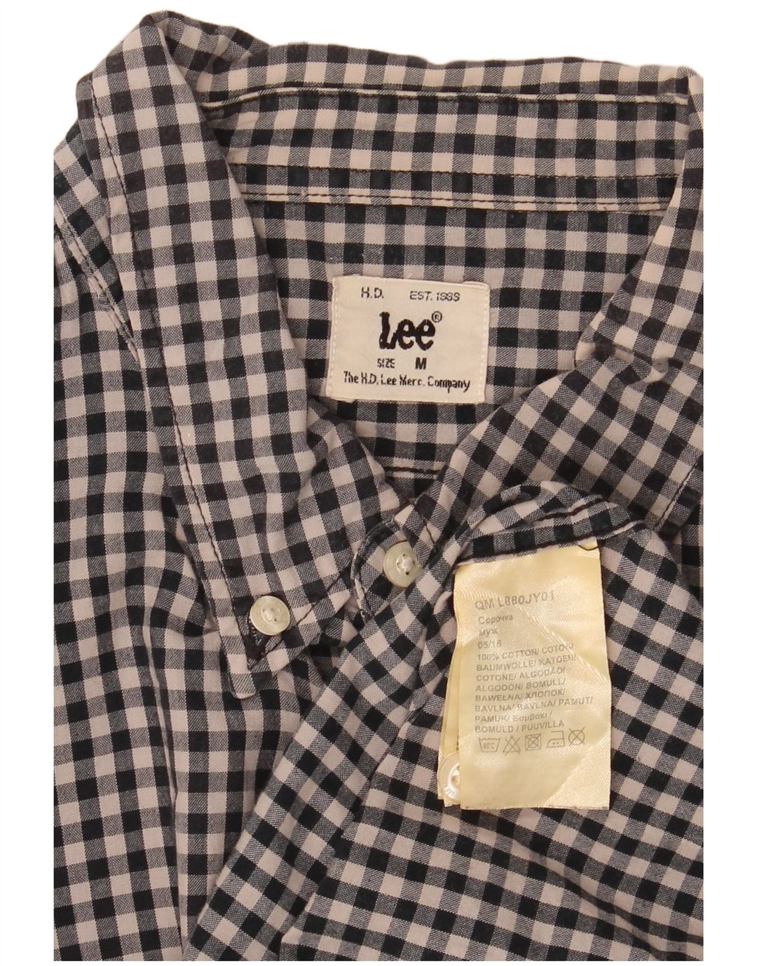 Lee Herrenhemd aus mittelschwerer, schwarzer Gingham-Baumwolle