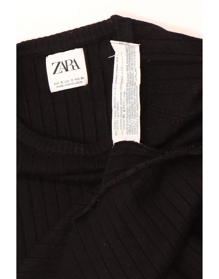 Zara Herren-Pullover mit U-Boot-Ausschnitt, kleine schwarze Viskose