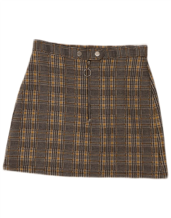 Topshop Damen Minirock UK 8 Small W28 Grau kariertes Polyester
