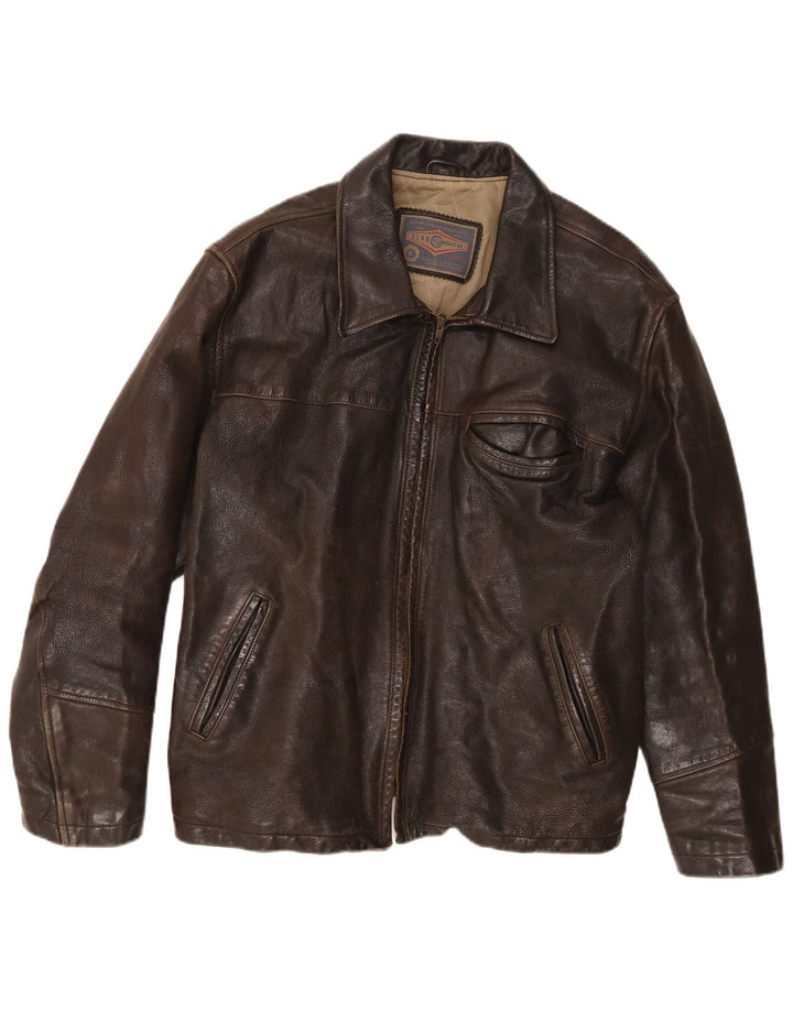 Alan Gordon Herren Lederjacke UK 44 2XL Braunes Leder